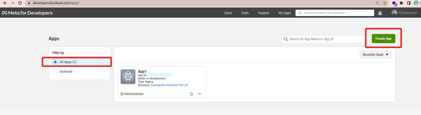 Create app in facebook